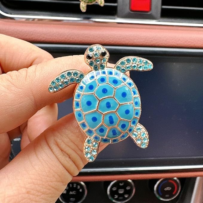 4pcs Cute Sea Turtles Car Air Vent Diffuser – Clip-On Fragrance Air Freshener for Cars with Replaceable Refills, Adorable Animal Car Vent Clip for SUV & Truck (Blue Green, Ocean)