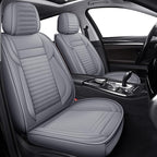 LINGVIDO Full Set Car Seat Covers, Faux Nappa Leather, Airbag Compatible and Waterproof Protectors for Sedans SUVs, Breathable Interior for Active Families, Pets, and Commuters (5 Seats, Gray)