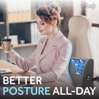 Sealy Lumbar Support Pillow with Cooling Gel – Ergonomic Office Chair Cushion for Back Support – Memory Foam Back Pillow for Car, Office, or Home, Gray