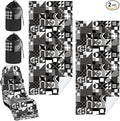 2 Pack Car Seat Towel Covers with Storage Bag 63 x 32 Inch Athletic Running Towel Seat Sweat Washable Non Slip Cover Gift for Car Outdoor Sport Activities (Black White Abstract)