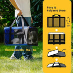 Cat Carrier Bag,Soft-Sided Pet Carriers for Dogs with 4-Sided Mesh,Airline Approved Cat Transport Carrier for Small&Medium Cats Kitten Puppy Up to 15LB,Collapsible Cat Travel Carrier-M,Blue