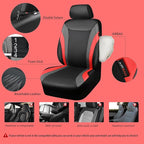 CAR PASS Leather Car Seat Covers Full Set with Waterproof Car Floor Mats,Airbag Compatible,Automotive Interior Covers for Cars Sedans,Trucks,Vans,SUV with Car Carpet Mats(Black and Red)