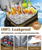 Insulated Lunch Bag for Men & Women, 9L Leakproof Lunch Box Soft Cooler Tote with 5 Pockets, 600D Oxford, EVA Lining, Adjustable Strap for Work, Picnic, Beach&Travel-Coffee