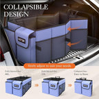 HOTOR Large-Capacity Trunk Organizer - Foldable for SUVs & Sedans, Sturdy Organization for Car Accessories, Tools, Sundries, Blue, 2 Compartments, US11032 | Foldable, Sturdy Organization, for Car Accessories, Tools, Sundries, US11032