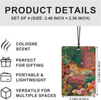 Retro Trendy Leopard Car Air Freshener 4 Pcs, Maximalist Wild Animal Floral Botanical Hanging Air Freshener for Cars Closet Drawer Books Bathroom, Cute Girly Car Accessories for Women
