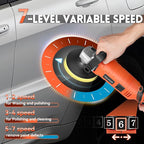 Buffer Polisher, Powerful Buffer Waxer, 7 Variable Speed 1000-3500 RPM,Rotary Polisher with 6" and 7" Backing Plate, 1580W Rotary Polisher for Car Polishing, Waxing, Glaze, Sanding