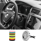 AUEAR, Tree of Life Car Diffuser Vent Clips Aromatherapy Essential Oil Diffusers 30mm Stainless Steel Lockets with 10 Felt Refill Pads