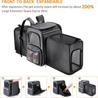 Cat Backpack Carrier,Double Side Expandable Cat Carrier Backpack,Dog Carrier Backpack for Medium Cats and Small Dogs,Puppies Up to 20 Lbs,Pets Carrier Backpack with Breathable Mesh(Grey)
