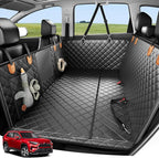 Zanch Heavy-Duty Dog Car Seat Cover, Flat Solid Back Seat Extender for Multi Large Dogs, Hard-Base Supports 450 lb, Waterproof Scratchproof Hammock Protector, Standard for Cars, SUV, Trucks, Orange