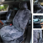 Genuine Sheepskin Seat Cover Lambskin Seat Cover Winter Car Seat Cover Lambs Wool Sheep Skin Fuzzy Shearling Car Accessories with Curve Patten (Gray with bit of Bluish Tint)