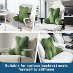 Lumbar Support Pillow(Pat. Pend) for Lower Back Pain Relief – Multi-Functional Ergonomic Lumbar Cushion, Reading Pillow for Office Chair, Car Seat & Sofa,Olive Green