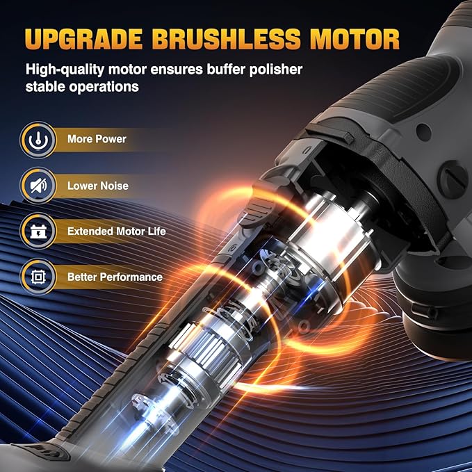 Cordless Buffer Polisher Kit for Dewalt 20V Battery (No Battery), 6-Inch Orbital Car Polisher Variable Speed 1800—5500 RPM, 17PCS Polishing Accessories, for Car Polishing/Waxing (Tool Only)