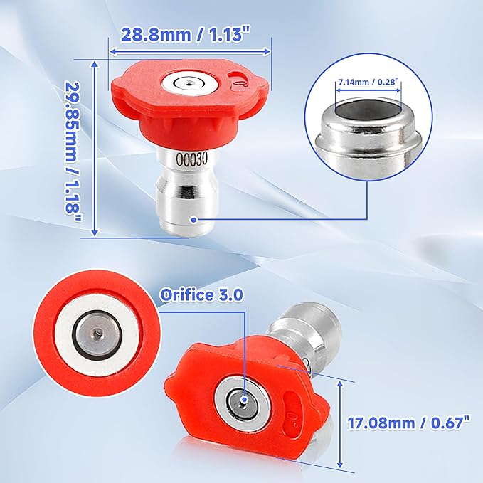 Tool Daily Pressure Washer Tips, Set of 7 Power Washer Nozzle Tips Multiple Degrees, 1/4 Inch Quick Connect, 3.0 GPM