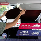 Autoamerics 2-Piece Windshield Sun Shade - Metallic Red Foldable Car Front Window Sunshade for Most Cars SUV Truck Heat Blocker Visor Protector Blocks Max UV Rays and Keeps Your Vehicle Cool - Medium