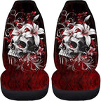 Halloween Skull Car Seat Covers 2 Pcs Car Seat Covers Front Seats Only Breathable Breathable Easy to Install Anti-Slip Back Fabric Universal Fit for Auto Truck Van SUV