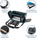 Soundy Large Cat Carrier Dog Carrier Under 25 Lbs,Collapsible Ventilated Portable Pet Bag with Soft Sided Breathable Mesh for Long Car Trips Maxi Load 2 Kittens or Small, Medium Dog (Large Black)