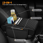 Armrest Cover for Car Fit for Jeep Wrangler - Center Console Cover with Cup Holders and 2 Storage Pockets(Black)