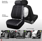 CAR PASS 3D Foam Mesh Leather Car Seat Covers Full Set, Breathable Premium Leather Seat Covers for Car, Anti Slip Universal Fit for Trucks Cars Sedans Vans SUVs, Airbag Compatible, All Black