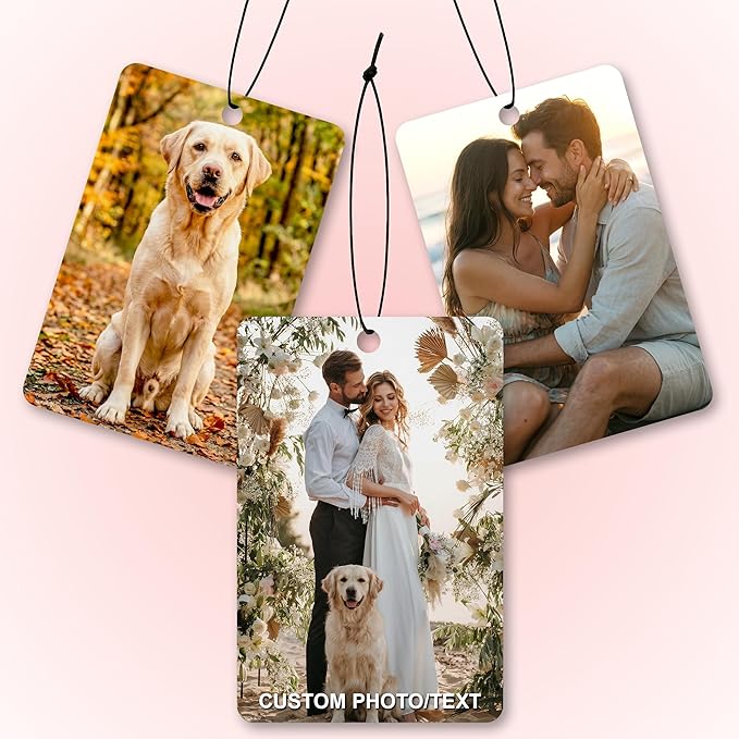 Custom Air Fresheners with Picture - Personalized Funny Air Freshener Hanging for Car,Double Sided Print,Long Lasting Fragrance,Photo Gifts for Man Boyfriend Husband Him Dad Woman(Rectangle)
