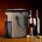 Tirrinia 6 Bottle Wine Gift carrier, Insulated Leakproof Padded Wine Cooler Carrying Tote Bag for Travel, Camping and Picnic, Perfect Wine Lover Gift, Beige