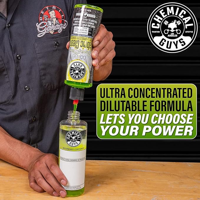 Chemical Guys CWS20316 Foaming Citrus Fabric Clean Carpet & Upholstery Cleaner (Car Carpets, Seats & Floor Mats), 16 fl oz, Citrus Scent + ACCG25 Induro 7 Heavy Duty Nifty Interior Brush
