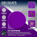 Dri Seats Waterproof Car Seat Cover – Premium Sweat Towel with Slip Resistant Backing for Front Seats in Cars, Trucks, SUVs – Universal Seat Covers & Liner, Easy Install (Purple, Large)