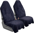 Car Seat Towel Cover, 2pcs Universal Front Seat Protector for Cars, SUVs and Trucks, Sweat Towel Car Seat Cover for Gym, Yoga, Swimming, Pets and Family Travel, Navy