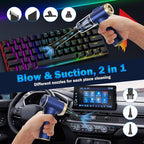 Handheld Car Vacuum Cleaner, 2-in-1 Portable Mini Car Vacuum Cleaner,16000Pa High Power & Air Duster, Handheld Vacuum Cordless with LED Light and Multi-Nozzles for Car,Home,Office,Pet(Blue)