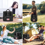 Maelstrom Lunch Box, 23L Insulated Lunch Bag, Expandable Double Deck Cooler Bag, Lightweight Leakproof Tote Bag With Side Tissue Pocket, Suit For Men and Women (F Black with DIY Hook-and-Loop)