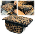 Plush Leopard Print Car Center Console Cover with Side Pockets, Fluffy Armrest Cushion Pad,Soft Cheetah Car Interior Decorations Accessories with Storage for Women,Universal Fit for Vehicles SUV Truck