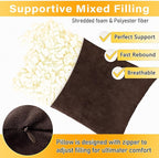 2 Pack Small Pillow, 16 X 12 Inches, Memory Foam Mini Pillow for Travel, Camping, Sleeping, Nap and Neck, Knee, Lumbar Support, Tiny Cushion for Pet, Dogs (Brown)