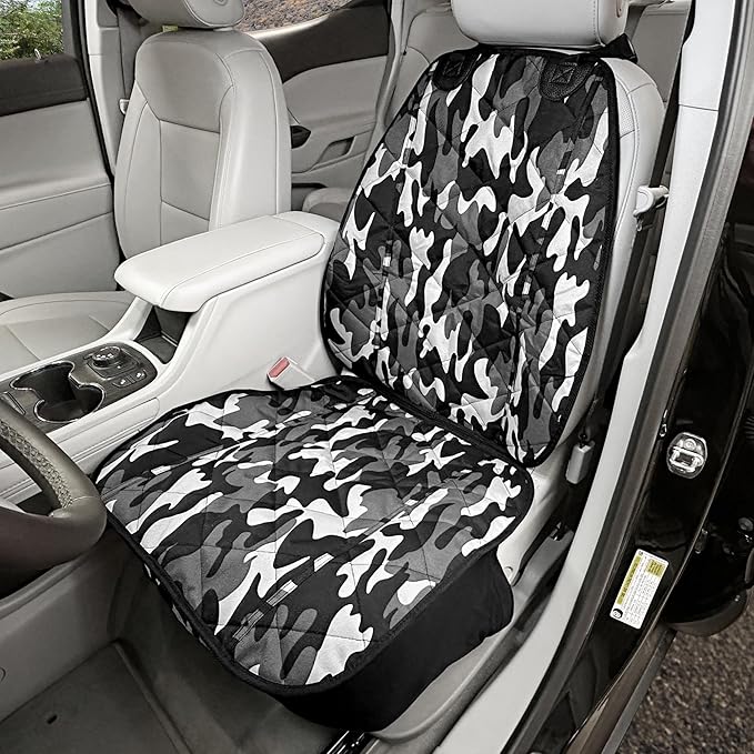 4Knines Car Seat Cover for Dogs – Durable Captains Seat & Front Seat Protector for Dogs, Waterproof, Non-Slip Car Seat Cover for Pets, Easy Install, Protects Vehicle from Dirt, Fur, Scratches (Camo)