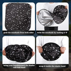 Moukeren 2 Pcs RV Windshield Sun Shade Foldable RV Window Covers for Car Accessories Reflective Windshield Cover UV Sun Heat Protector for RVs, Trucks, Motorhomes, Large Bus (Star Moon,41.5 x 50 Inch)