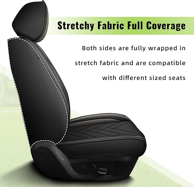 AOMSAZTO 2 Front Seat Covers Fit for Mazda 3 2010-2019: First Row 2PCS Faux Leather Waterproof Seat Covers Automotive Seat Cushion Protector(Black&Grey)