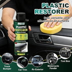 Plastic Restorer for Cars – Back to Black Plastic Restorer with UV Protection & Sponge – Long Lasting Solution Finish Black Trim Restorer for Auto Exterior, Truck, RV, Bumper – Restores Faded Trim