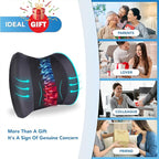 Lumbar Support Pillow for Car, Memory Foam Lumbar Pillow for Lower Back Pain Relief - Back Cushion for Driving, Chair Support for Car-Office Chair, Wheelchair - Black