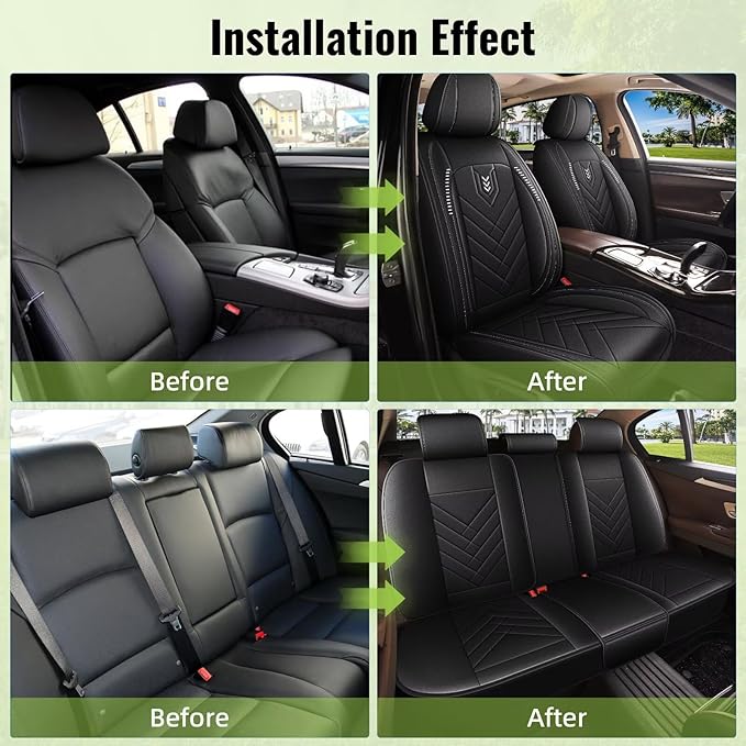 AOMSAZTO Car Seat Covers Full Set Fit for Ford Escape 2001-2025 2026 Faux Leather Waterproof Seat Covers Automotive Seat Cushion Protector(5 Seats, Black)