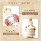 BBTO 50 Pcs Hanging Car Air Freshener Car Diffuser Bottles Empty Glass Perfume Bottle Freshener Diffuser Bottle Pendant for Essential Oil Fragrance Aromatherapy Ornament(Diamond)