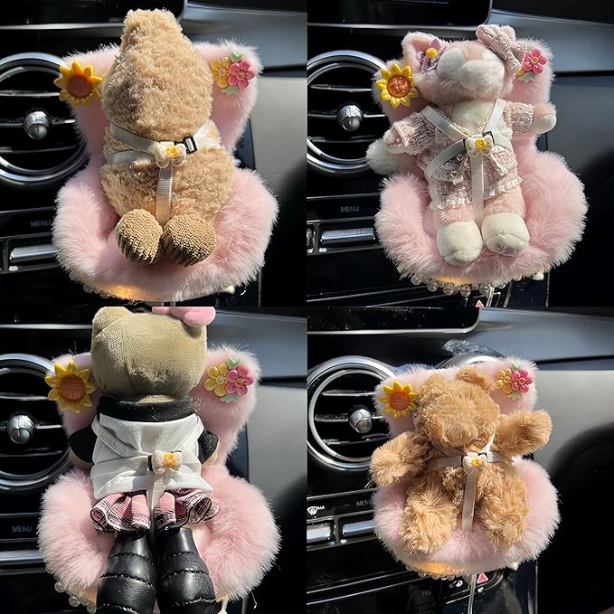 Car Air Freshener Vent Clip with Light Used for Jelly Cat Car Seat,Have A Seat Compatible with Fuggler Accessories (Battery Type-Purple) s (USB Type-Pink)