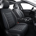 Car Seat Covers Full Set,Universal Fit for Most Cars,SUV,Sedans and Pick-up Trucks,Automotive Vehicle Faux Leather Cushion Covers for 5 Passenger Cars(Full Set,Black/White)