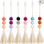 6 Pieces Felt Ball Car Diffuser Essential Oil Car Tassel Hanging Bead Aromatherapy Diffuser Colorful Charm Vent Clips Air Freshener for Decor(Bright Color)