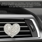 2 PCS Bling Car Air Vent Clip, Crystal Heart Car Air Fresheners Diffuser Vent Clip, Rhinestone Air Conditioning Outlet Clip For Women Girls, Interior Decor Car Accessories (Heart, White)