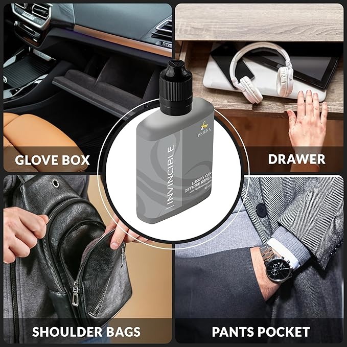 Invincible Car Air Fresheners (Refill) | Affordable Air Fresheners for Men | 50ml Car Diffuser Refill | 3 Months Freshener Long Lasting | Gift-Ready Women's Car Pefume by Perfa