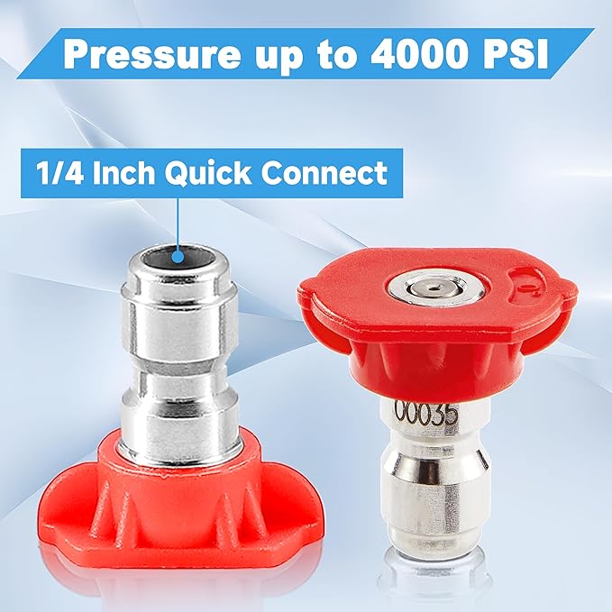 Tool Daily Pressure Washer Tips, Set of 7 Power Washer Nozzle Tips Multiple Degrees, 1/4 Inch Quick Connect, 3.5 GPM