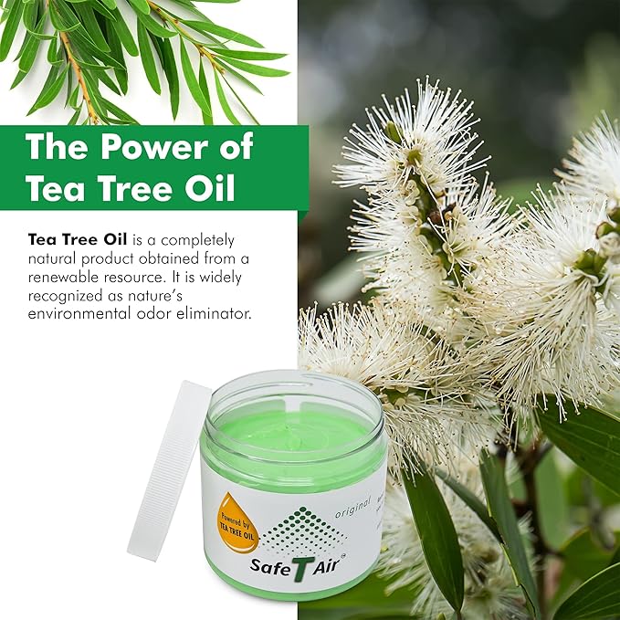 Tea Tree Oil Air Freshener Gel – Natural Odor Eliminator for Car, Home & Bathroom – Removes Smoke, Pet & Musty Odors – Long Lasting Deodorizer (400g / 14 oz Jar)