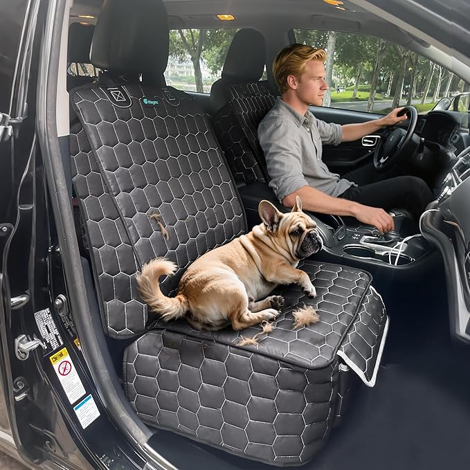 Front Seat Covers for Cars,Waterproof Car Seat Protector with Side Flaps 600D Fabric Front Seat Dog Cover for Trucks Vans SUVs Sedans, Non Slip Scratch Proof Seat Covers for Dogs in Car