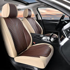 FLORICH Front Seat Covers 2 Pieces Universal Seat Cover for Cars Breathable Leather Waterproof Car Seat Cover Driver Seat Cover Automotive Car Seat Cushion Fit for Most Cars SUV Trucks, Beige&Coffee