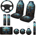 10 Pcs Dragonfly Universal Car Seat Covers Full Set, Breathable & Washable Car Seat Covers Full Sets, Fashionable Dragonfly Covers for Cars Interior, Universal Fit