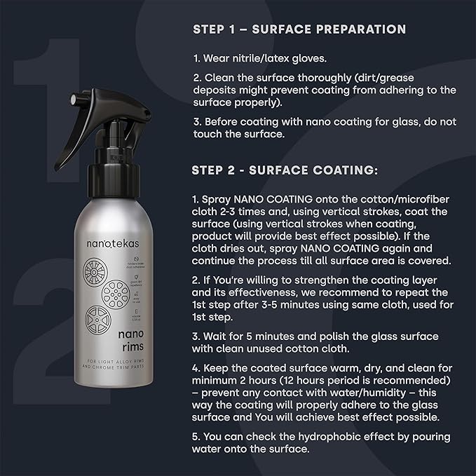 Nano Rim Protectant Spray - Easy to Use Wheel Ceramic Coating Suitable for All Rim Types - 100 ml Brake Dust Repellent for Cars & Motorbikes - Tire Shine Coating w/Self-Cleaning Effect
