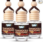 Hanging Air Freshener Car Diffusers - Long Lasting Scent, Odor Eliminator, Home Essentials, Fresh car fragrance diffuser - 3 Pack- Teakwood and Mahogany